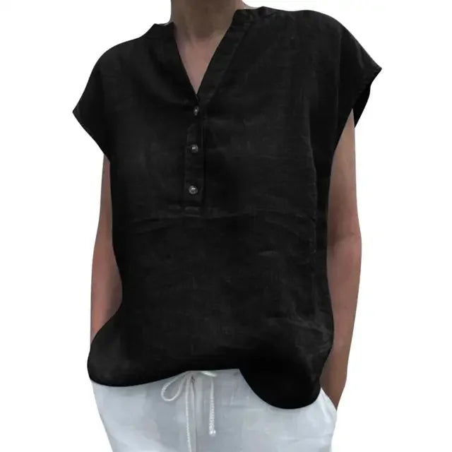Camiseta feminina algodão linho verão blusa cor sólida simples manga curta com decote em v secagem rápida roupas diárias ropa mujer blusas