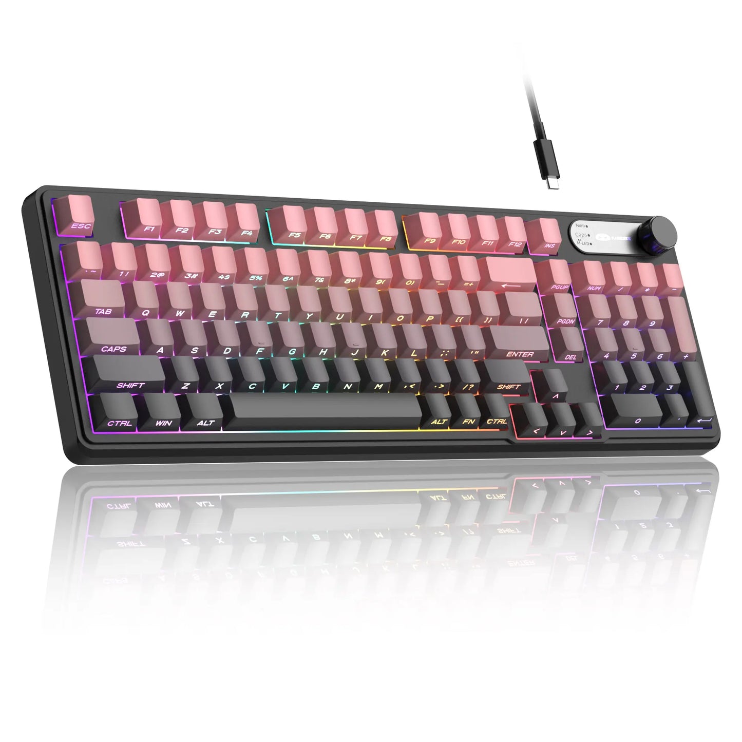 Magegee gk960 teclado de membrana sem fio 2.4g bt 98 teclas abs lado gravado keycaps luzes rgb ajustáveis para jogos de escritório windows