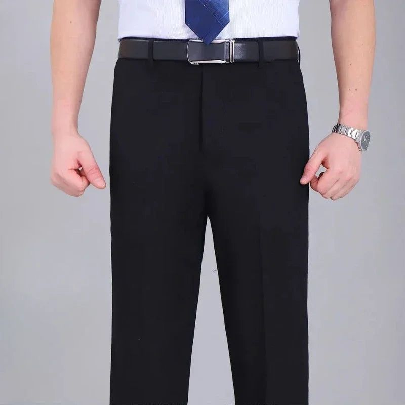 Cintura alta homem ternos calças escritório calças largas para homens trabalho alfaiataria formal qualidade tecido designer roupas finas casuais wear