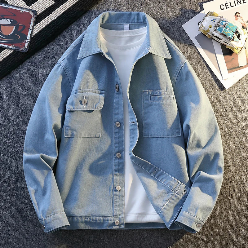 Jaqueta Jeans Clássica Masculina: Caimento Relaxado, Estilo Urbano, Leve e Confortável com Design Moderno