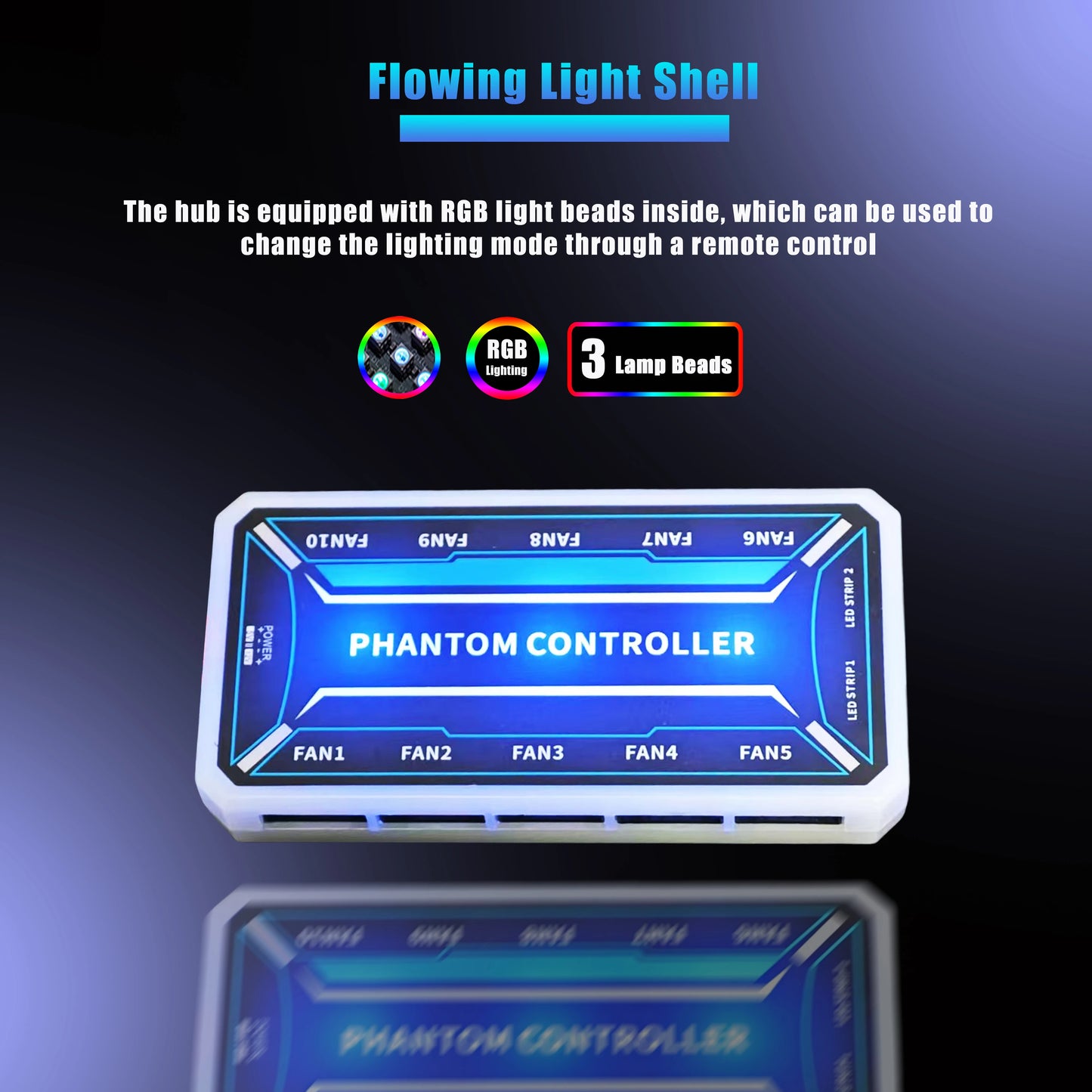 Hub de ventoinhas RGB de 6 pinos com controlador de 10+2 portas, divisor de ventoinhas para PC com controle remoto, versão padrão/versão iluminada (sem bateria)