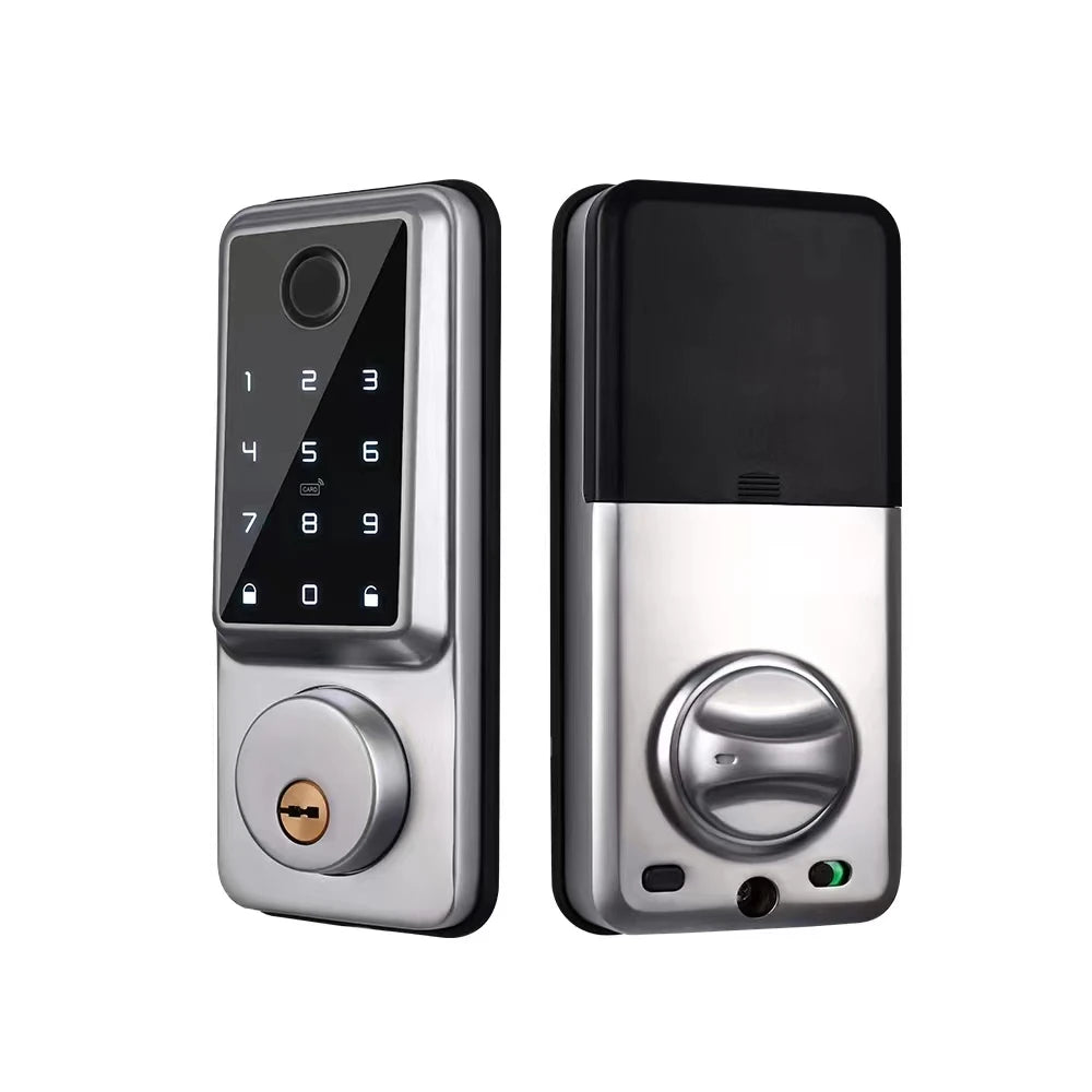 Tuya Wifi TTLock App Bloqueio Sensor de Porta de Impressão Digital Fechadura Eletronic Senha Digital Cartão IC Deadbolt Smart Door Lock Para Casa