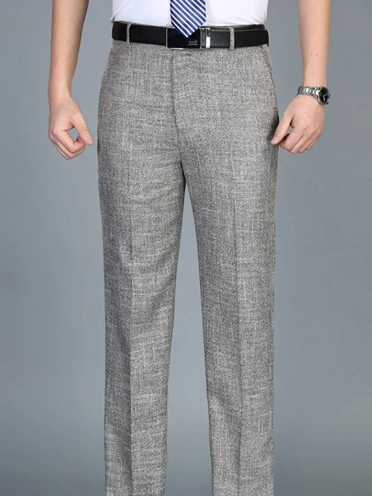Cintura alta homem ternos calças escritório calças largas para homens trabalho alfaiataria formal qualidade tecido designer roupas finas casuais wear