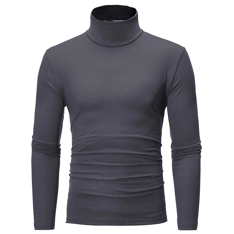 Roupa interior térmica topos roupas de inverno dos homens camisa térmica outono inverno collants alta pescoço fino ajuste manga longa camiseta
