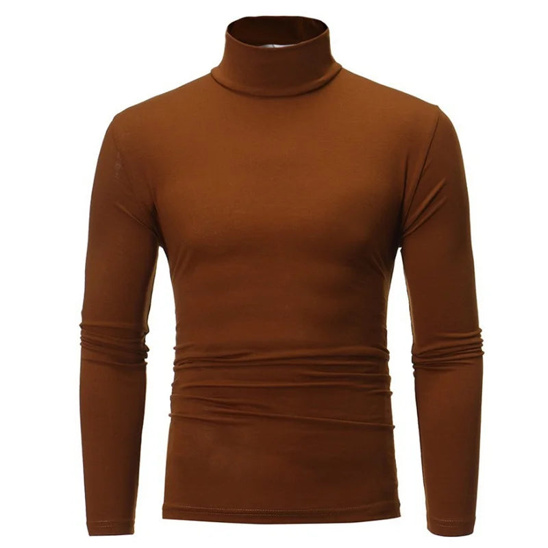 Roupa interior térmica topos roupas de inverno dos homens camisa térmica outono inverno collants alta pescoço fino ajuste manga longa camiseta