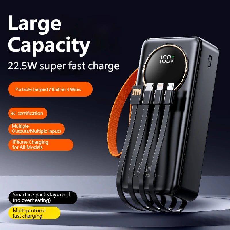 Power Bank Portátil 22.5W 80000mAH Carregador Super Rápido Bateria Externa de Grande Capacidade Suporta Carregamento Simultâneo de 5 Dispositivos