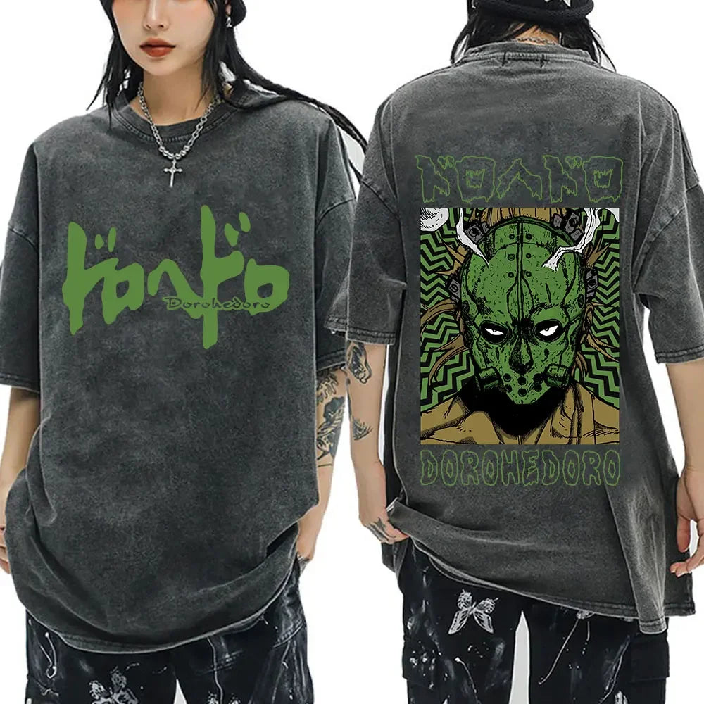 Roupas masculinas camiseta homme gráfico camisetas masculinas camiseta para homem ropa hombre anime japonês dorohedoro kaiman vintage lavado
