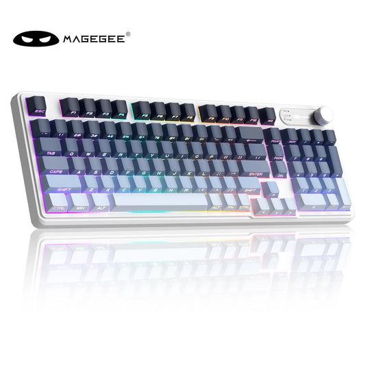 Magegee gk960 teclado de membrana sem fio 2.4g bt 98 teclas abs lado gravado keycaps luzes rgb ajustáveis para jogos de escritório windows