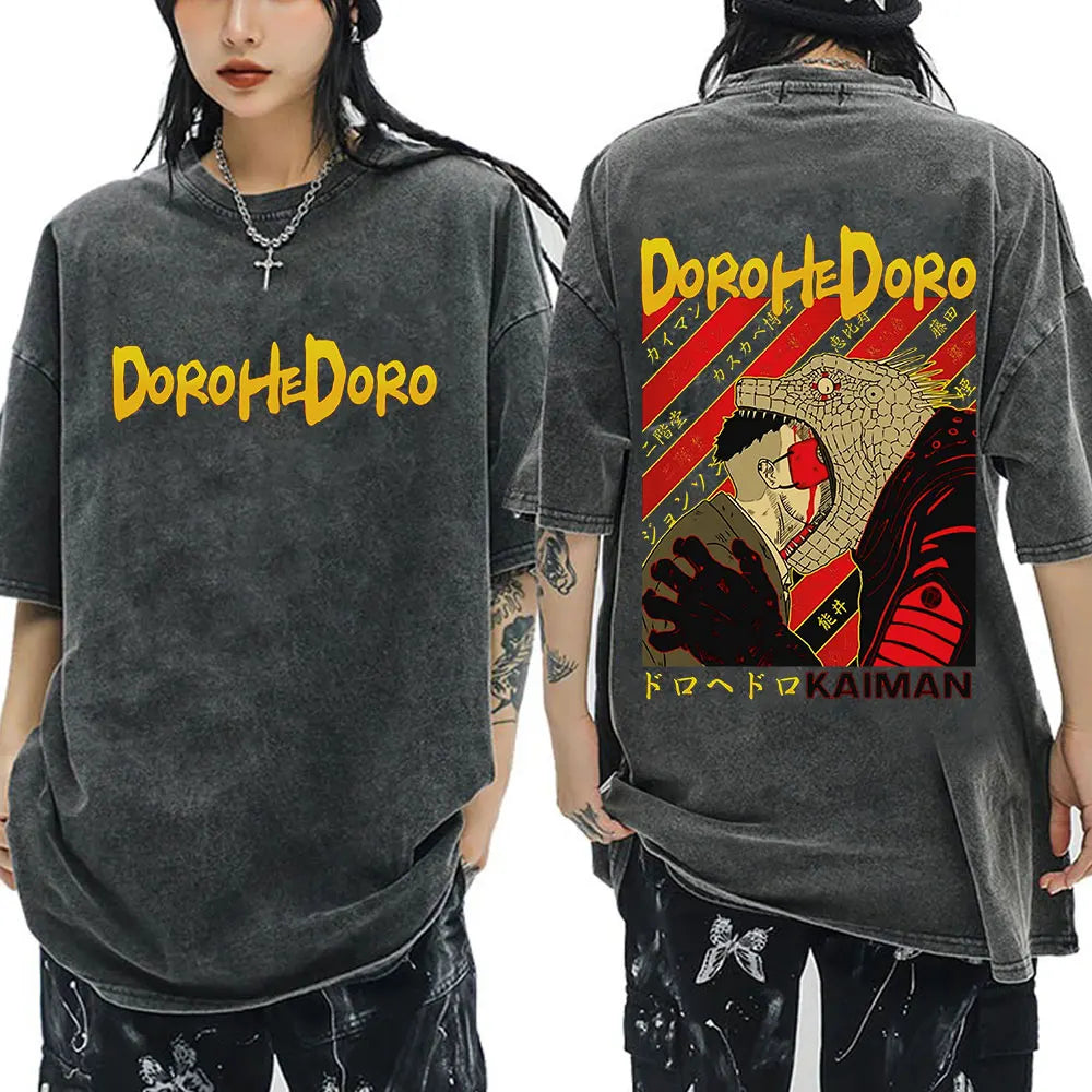 Roupas masculinas camiseta homme gráfico camisetas masculinas camiseta para homem ropa hombre anime japonês dorohedoro kaiman vintage lavado