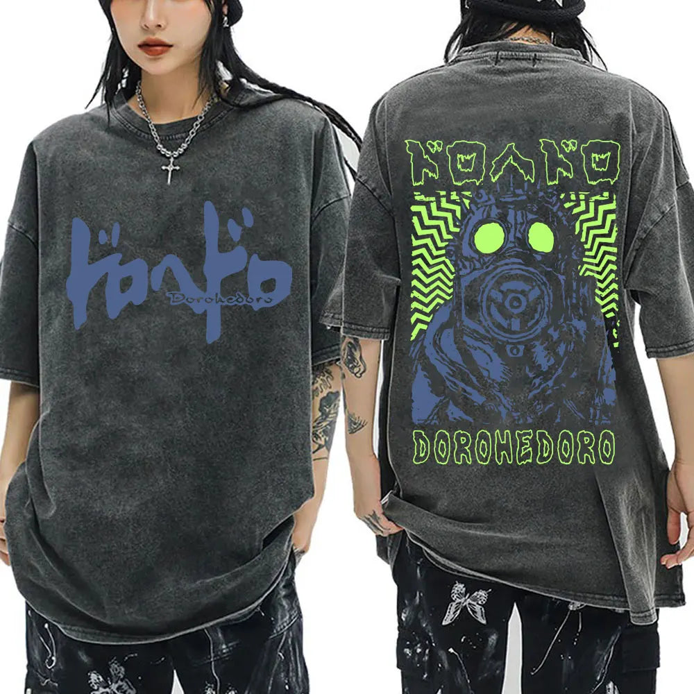 Roupas masculinas camiseta homme gráfico camisetas masculinas camiseta para homem ropa hombre anime japonês dorohedoro kaiman vintage lavado