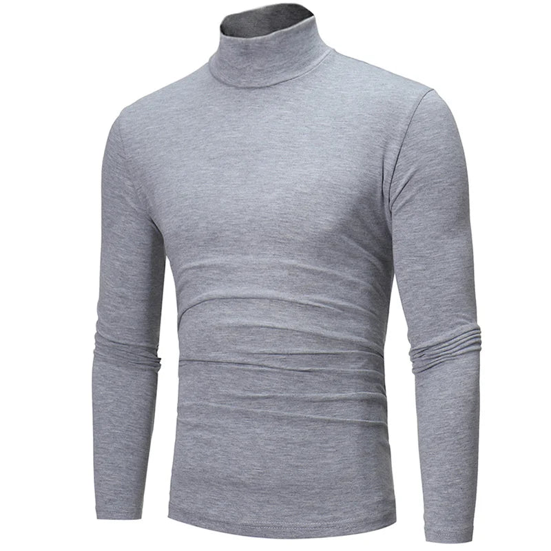 Roupa interior térmica topos roupas de inverno dos homens camisa térmica outono inverno collants alta pescoço fino ajuste manga longa camiseta