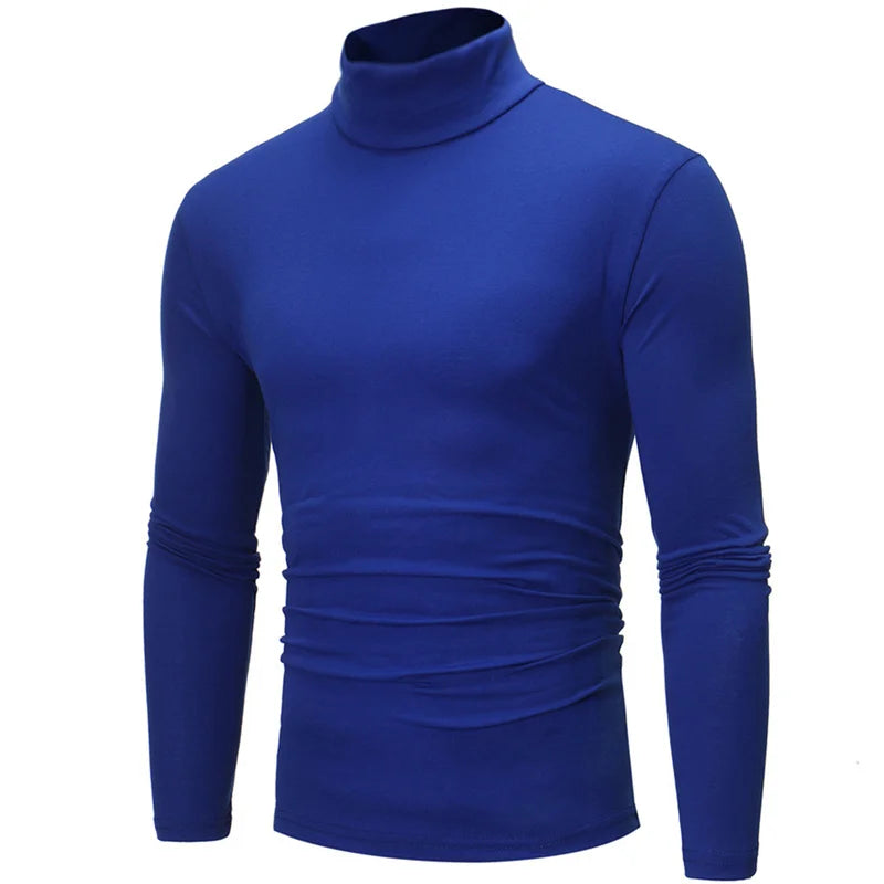 Roupa interior térmica topos roupas de inverno dos homens camisa térmica outono inverno collants alta pescoço fino ajuste manga longa camiseta