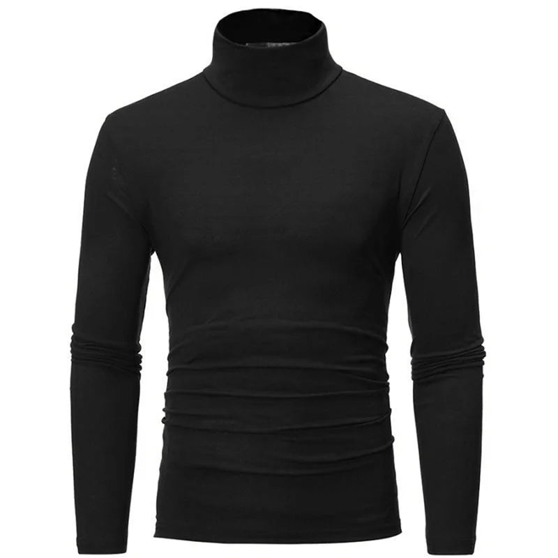 Roupa interior térmica topos roupas de inverno dos homens camisa térmica outono inverno collants alta pescoço fino ajuste manga longa camiseta