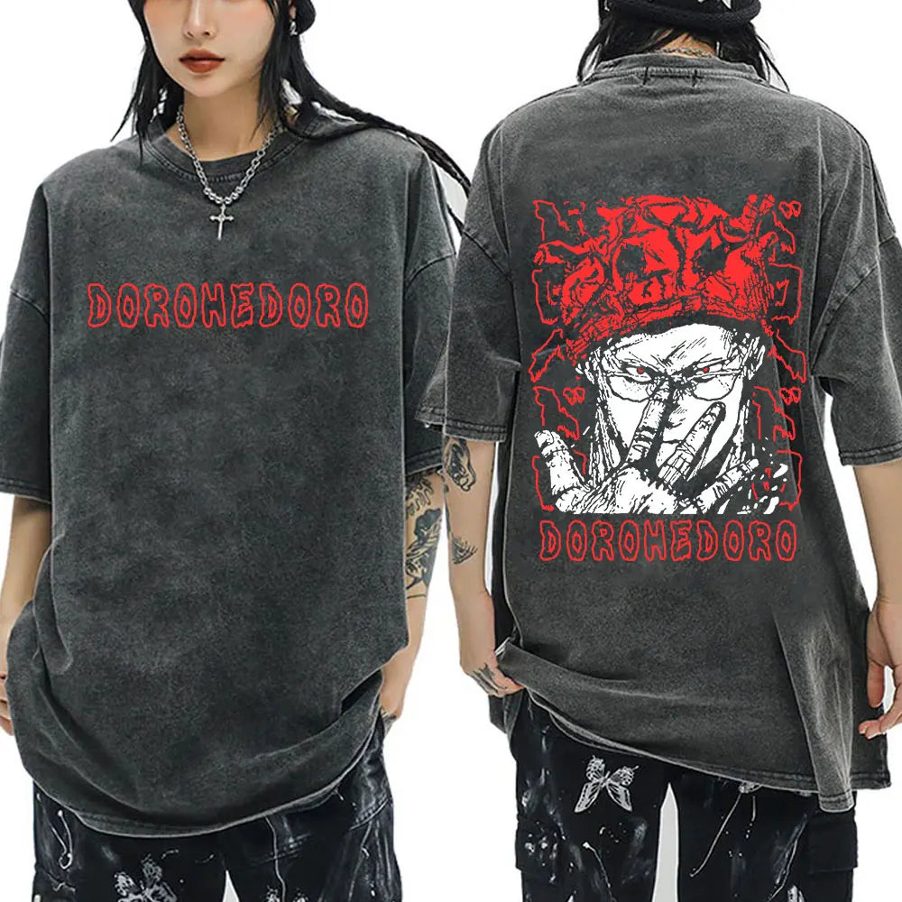 Roupas masculinas camiseta homme gráfico camisetas masculinas camiseta para homem ropa hombre anime japonês dorohedoro kaiman vintage lavado