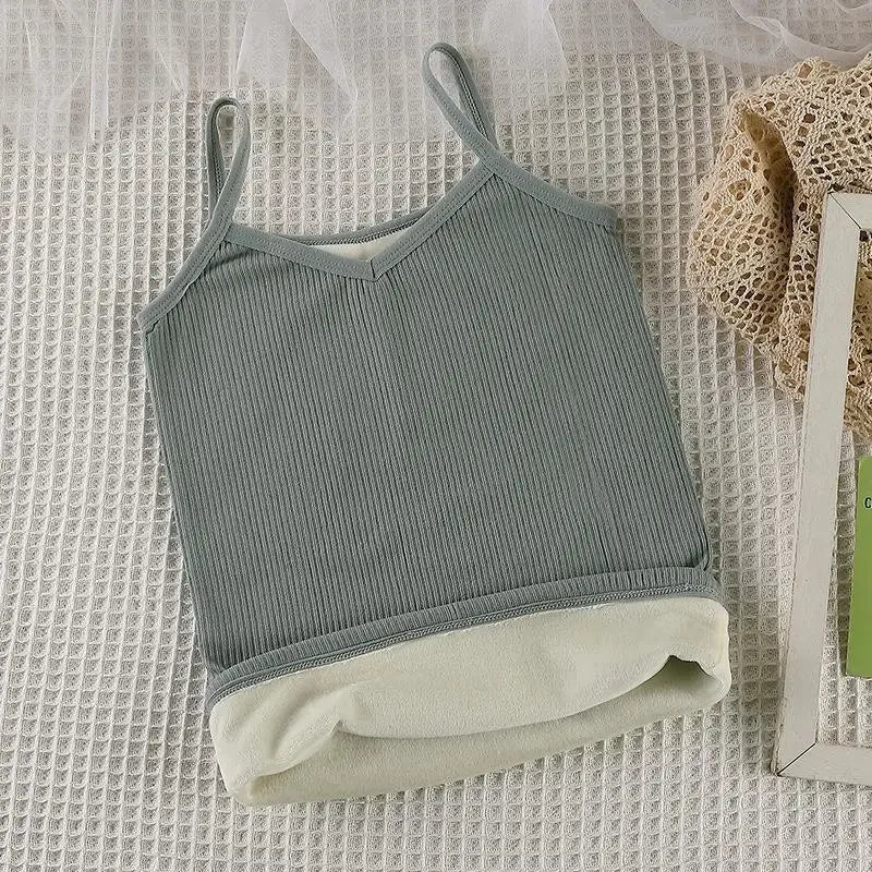 Mulheres inverno quente roupa interior cor sólida térmica casual pijamas sexy elasticidade feminina fina veludo camiseta sem mangas topos