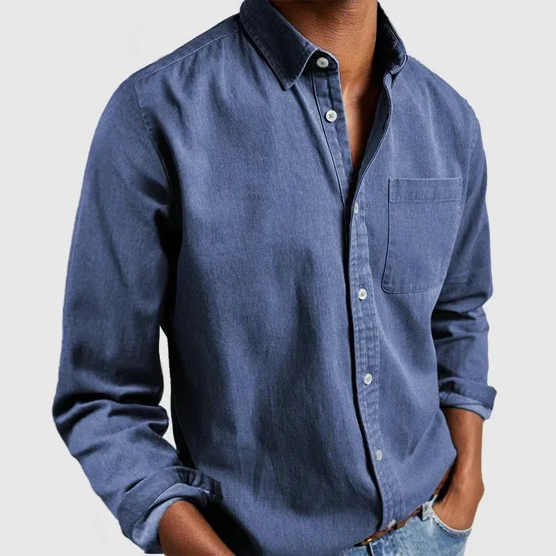 2026 moda masculina roupas de algodão respirável manga comprida solta camisa casual masculina simples lapela topos vintage all-match homem blusa