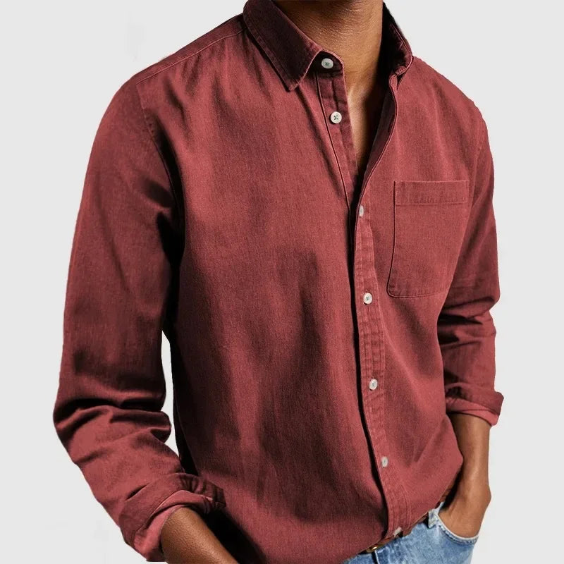 2026 moda masculina roupas de algodão respirável manga comprida solta camisa casual masculina simples lapela topos vintage all-match homem blusa
