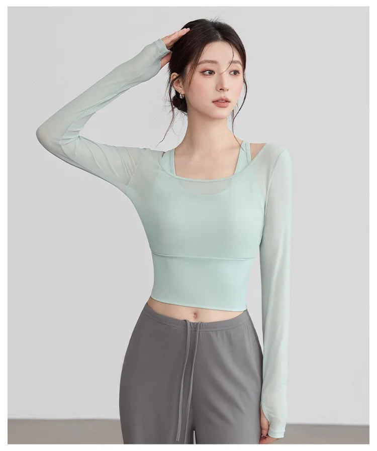 Roupas de yoga para mulheres para outono e inverno férias de duas peças copo fixo esportes topos high-end pilates treinamento roupas de fitness