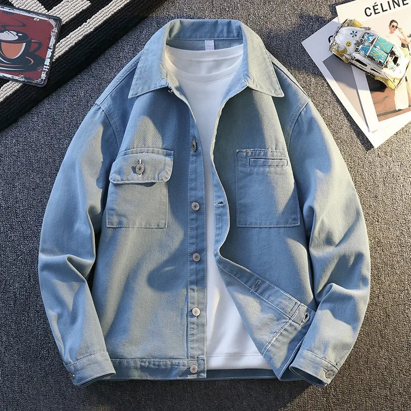 Jaqueta Jeans Clássica Masculina: Caimento Relaxado, Estilo Urbano, Leve e Confortável com Design Moderno