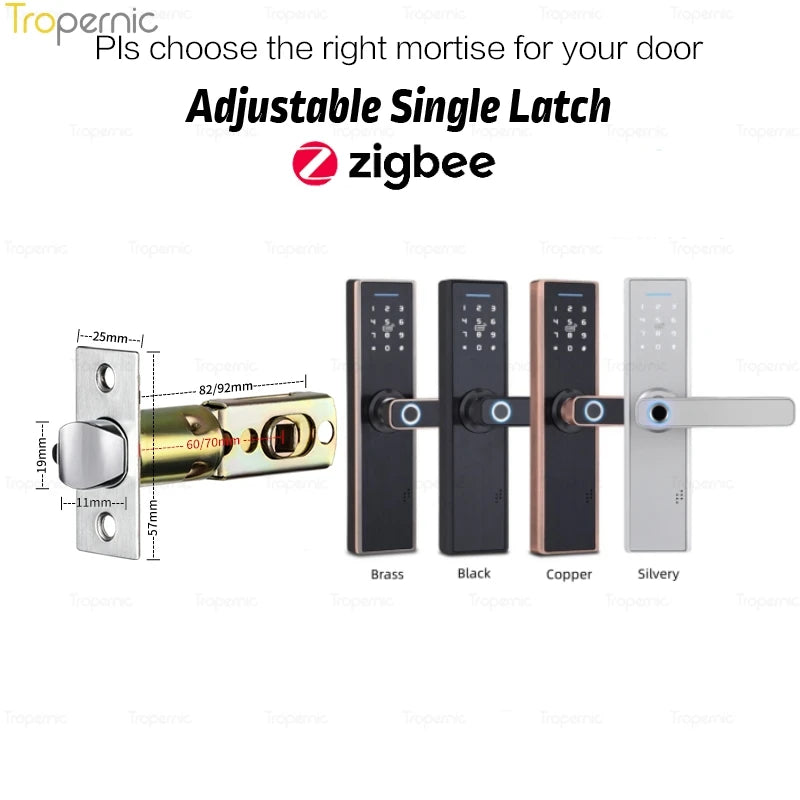 Tuya ZigBee Smart Door Lock, APP Controle Remoto, Eletrônico Biométrico Fingerprint Desbloqueio, Digital Inteligente Elétrica Senha Bloqueio