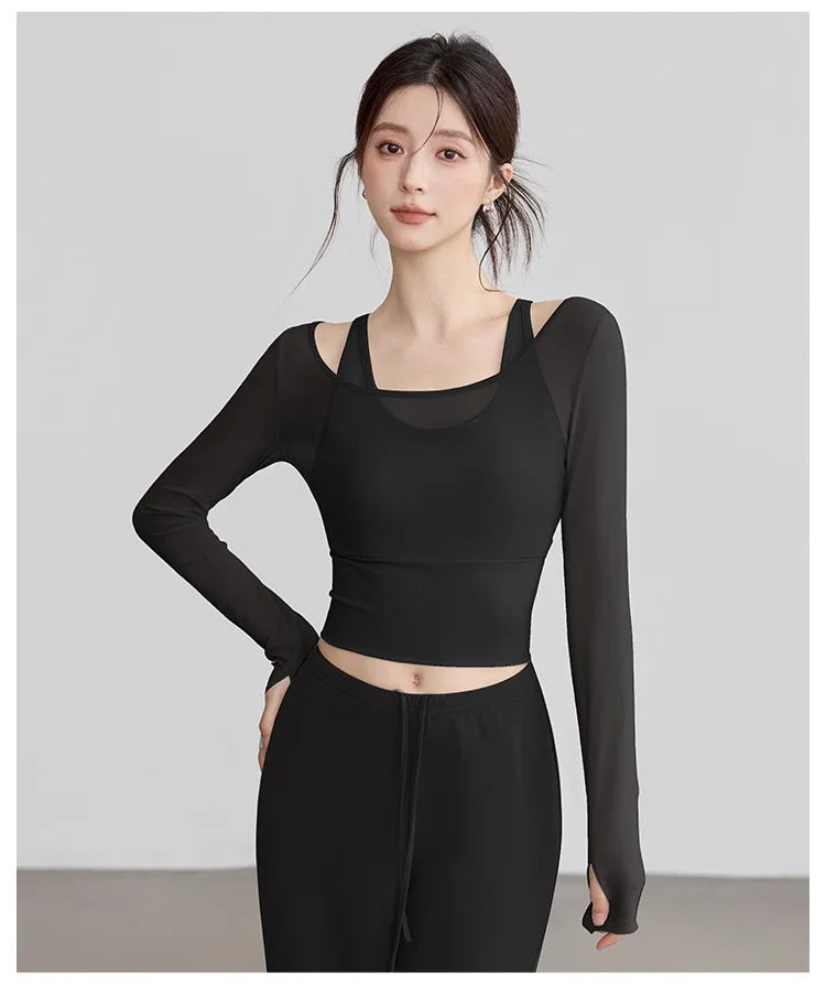 Roupas de yoga para mulheres para outono e inverno férias de duas peças copo fixo esportes topos high-end pilates treinamento roupas de fitness