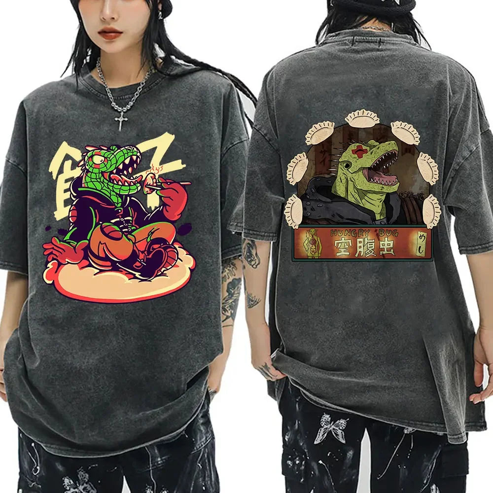 Roupas masculinas camiseta homme gráfico camisetas masculinas camiseta para homem ropa hombre anime japonês dorohedoro kaiman vintage lavado