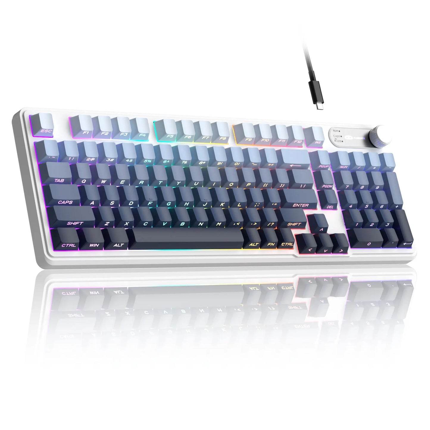 Magegee gk960 teclado de membrana sem fio 2.4g bt 98 teclas abs lado gravado keycaps luzes rgb ajustáveis para jogos de escritório windows