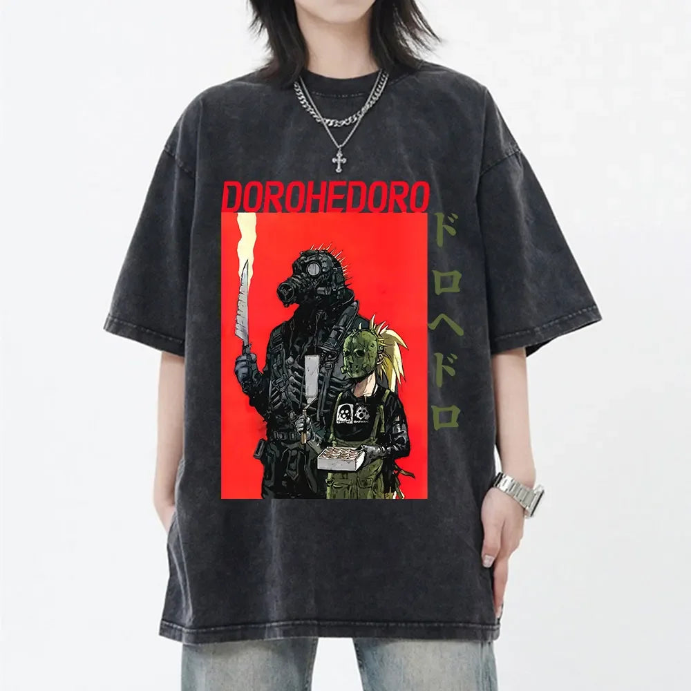 Roupas masculinas camiseta homme gráfico camisetas masculinas camiseta para homem ropa hombre anime japonês dorohedoro kaiman vintage lavado
