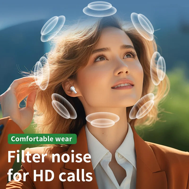 Fones de ouvido bluetooth originais sem fio bluetooth fone de ouvido com cancelamento de ruído com microfone sem fio para smartphones