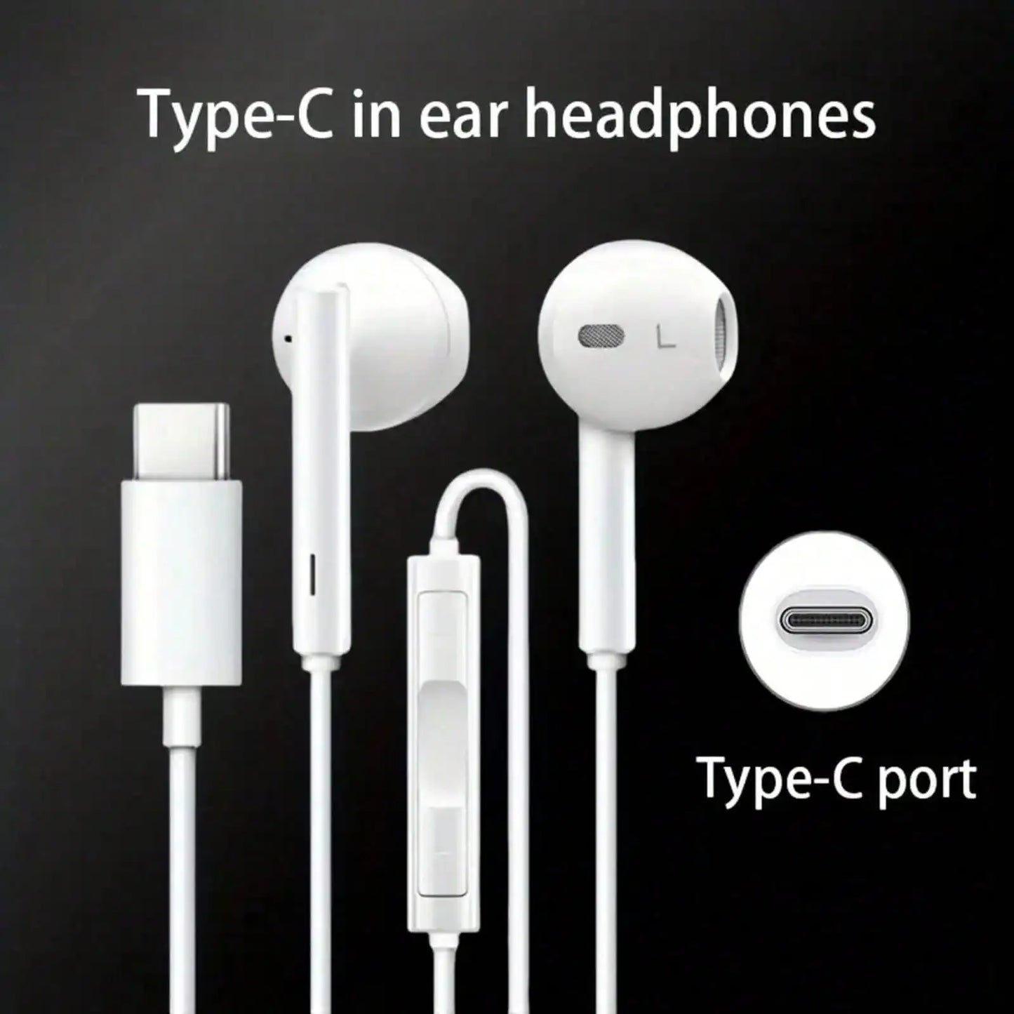 Fones de Ouvido Intra-auriculares com Fio Tipo-C com Microfone e Controle de Volume, HiFi Estéreo para iPhone 16/15, S23/S22/S21/Ultra, Note 10/20, iPad Pro