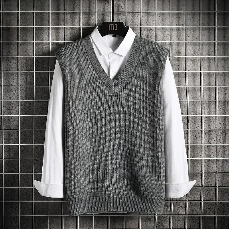 Homem roupas colete com decote em v colete de malha suéteres para homens negócios preto sem mangas japonês harajuku moda s barato rua a