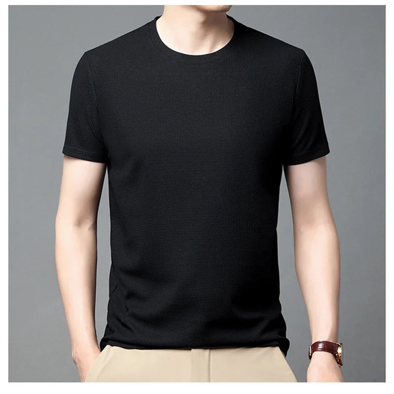Camiseta Masculina de Moda com Gola Redonda, Camisetas de Manga Curta, Tops Confortáveis e Casuais para Homens