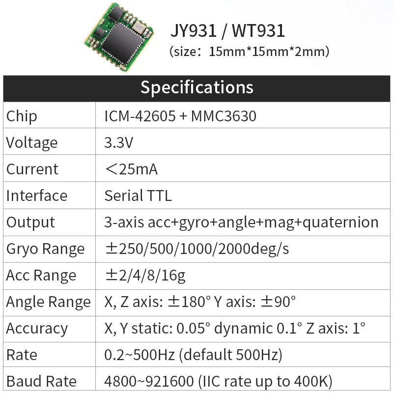 WitMotion WT901 AHRS MPU9250 Acelerômetro de 9 Eixos, Giroscópio Eletrônico de 3 Eixos + Aceleração + Ângulo + Magnetômetro, Saída de Dados TTL