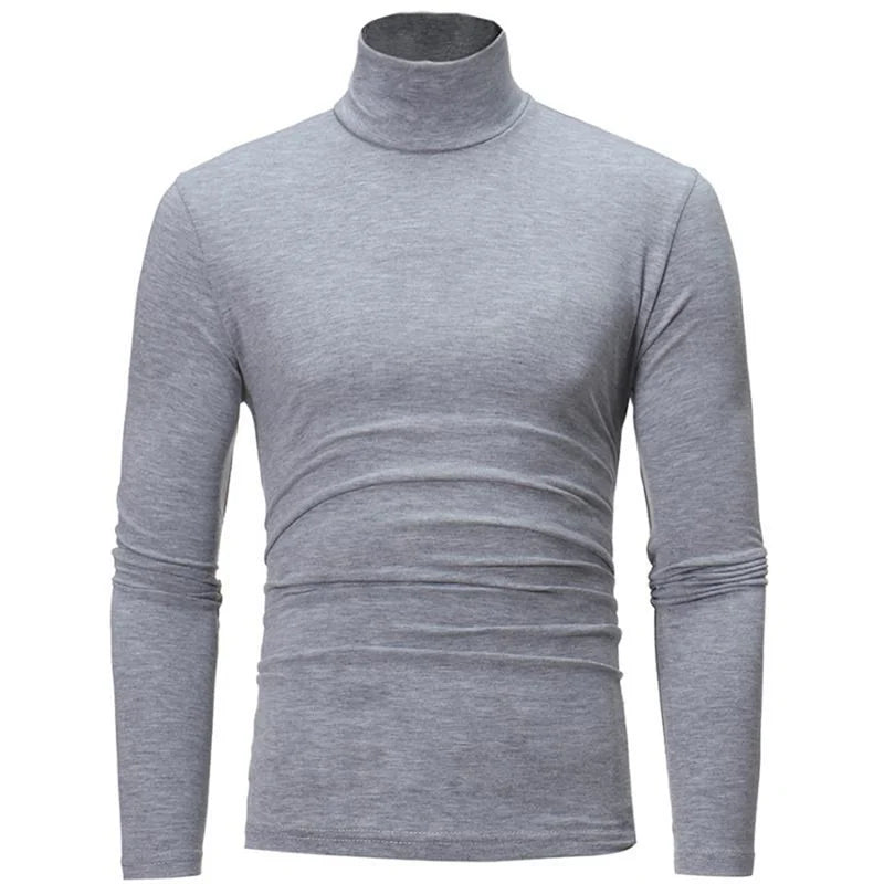 Roupa interior térmica topos roupas de inverno dos homens camisa térmica outono inverno collants alta pescoço fino ajuste manga longa camiseta