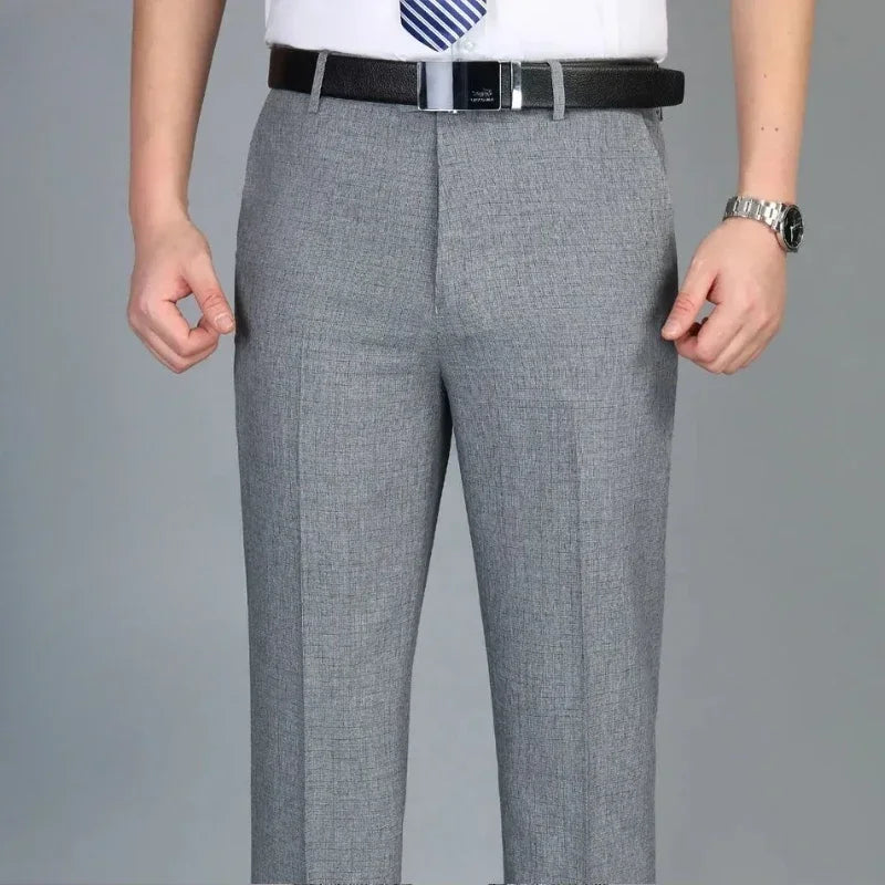 Cintura alta homem ternos calças escritório calças largas para homens trabalho alfaiataria formal qualidade tecido designer roupas finas casuais wear