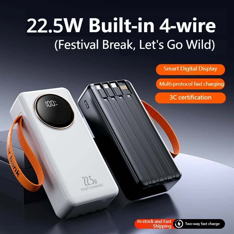 Power Bank Portátil 22.5W 80000mAH Carregador Super Rápido Bateria Externa de Grande Capacidade Suporta Carregamento Simultâneo de 5 Dispositivos