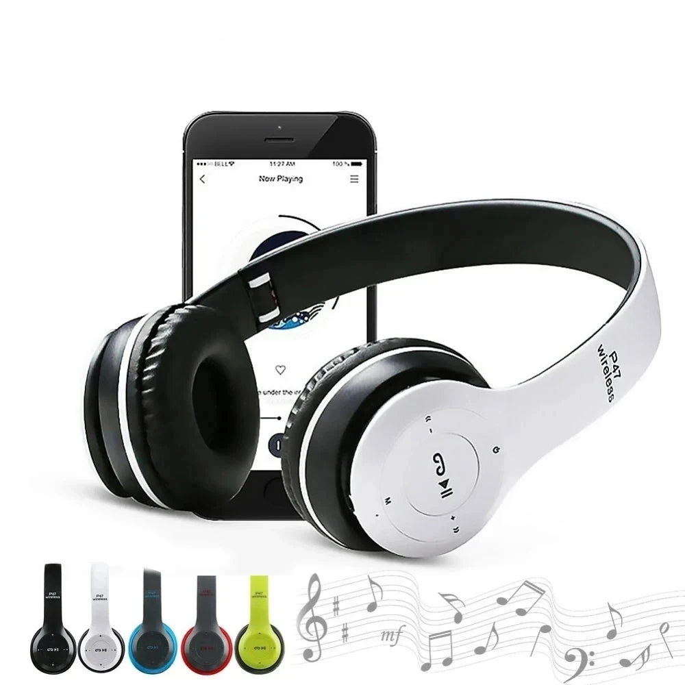 P47 fones de ouvido sem fio bluetooth 5.0 dobrável alta fidelidade estéreo baixo para música jogos criança menina fone para smartphone