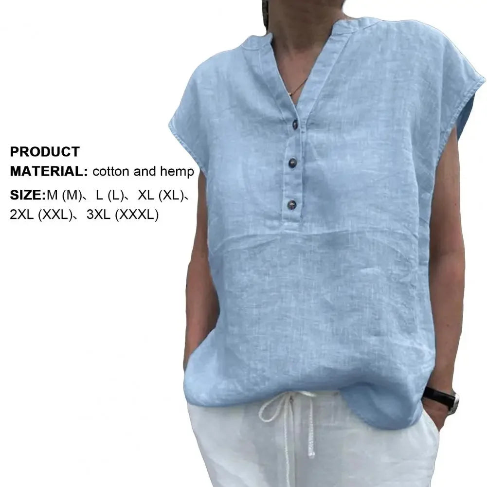 Camiseta feminina algodão linho verão blusa cor sólida simples manga curta com decote em v secagem rápida roupas diárias ropa mujer blusas