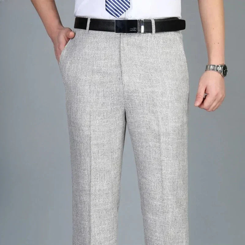 Cintura alta homem ternos calças escritório calças largas para homens trabalho alfaiataria formal qualidade tecido designer roupas finas casuais wear