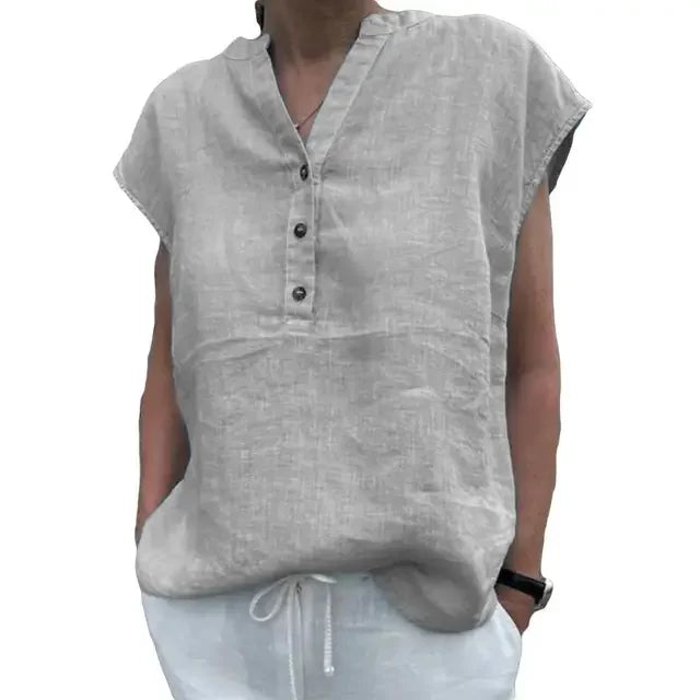 Camiseta feminina algodão linho verão blusa cor sólida simples manga curta com decote em v secagem rápida roupas diárias ropa mujer blusas