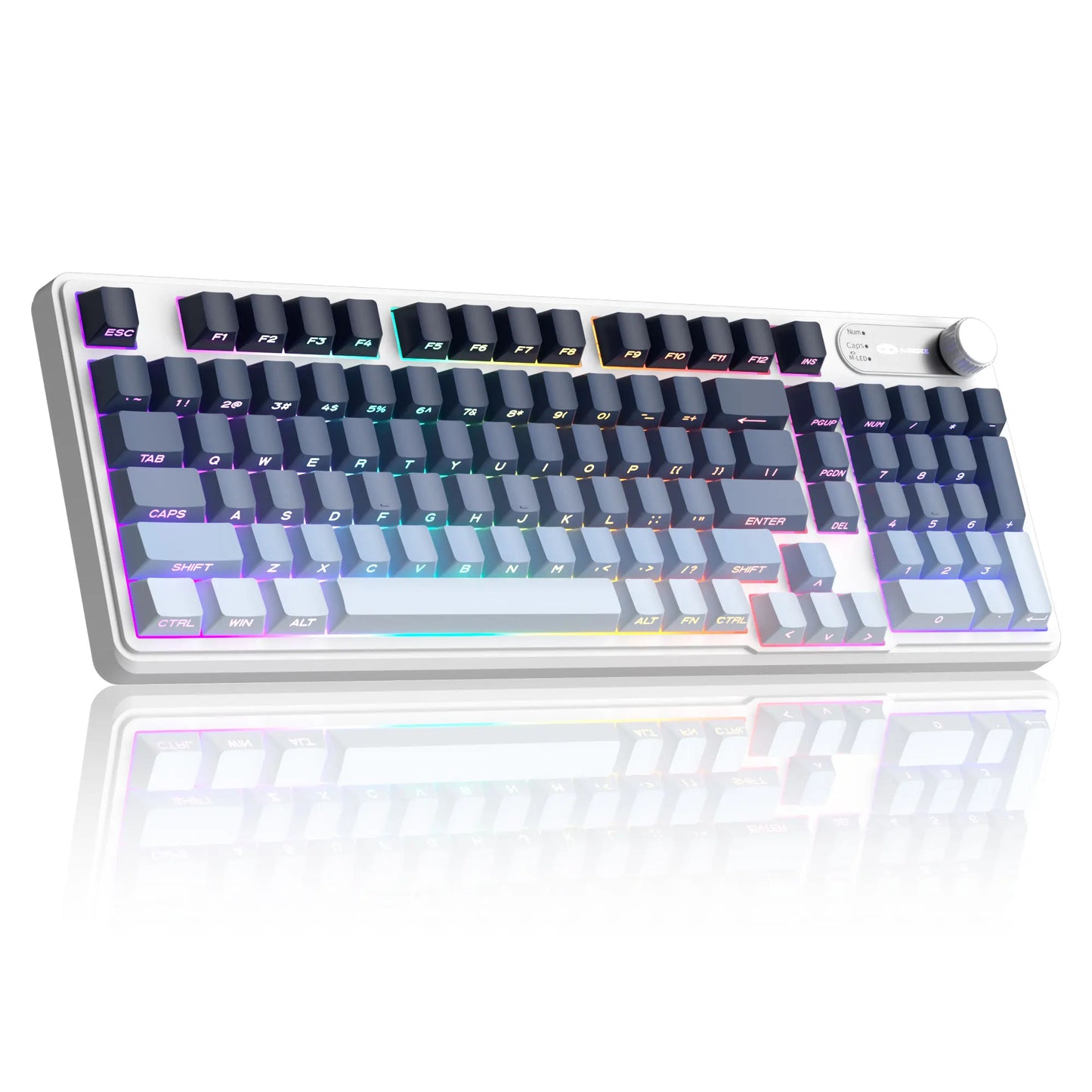 Magegee gk960 teclado de membrana sem fio 2.4g bt 98 teclas abs lado gravado keycaps luzes rgb ajustáveis para jogos de escritório windows