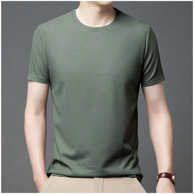 Camiseta Masculina de Moda com Gola Redonda, Camisetas de Manga Curta, Tops Confortáveis e Casuais para Homens