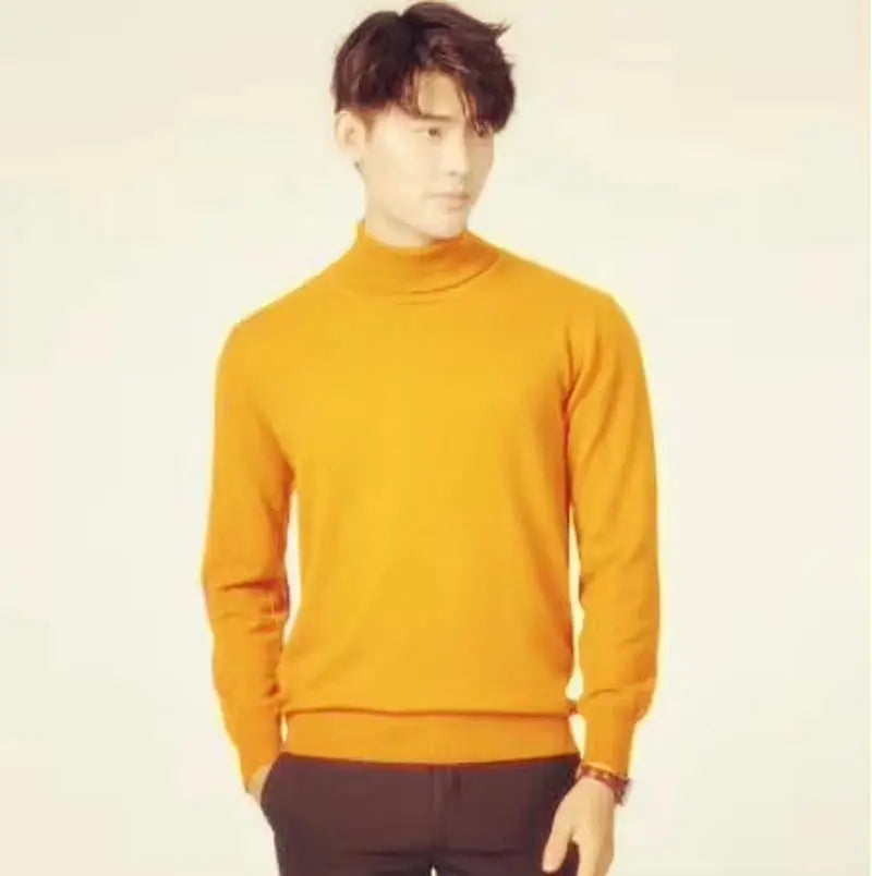 Cashmere mistura de algodão gola alta dos homens jumper 2025 outono inverno wram roupas vetement homme pull homme hiver homem pulôver camisola