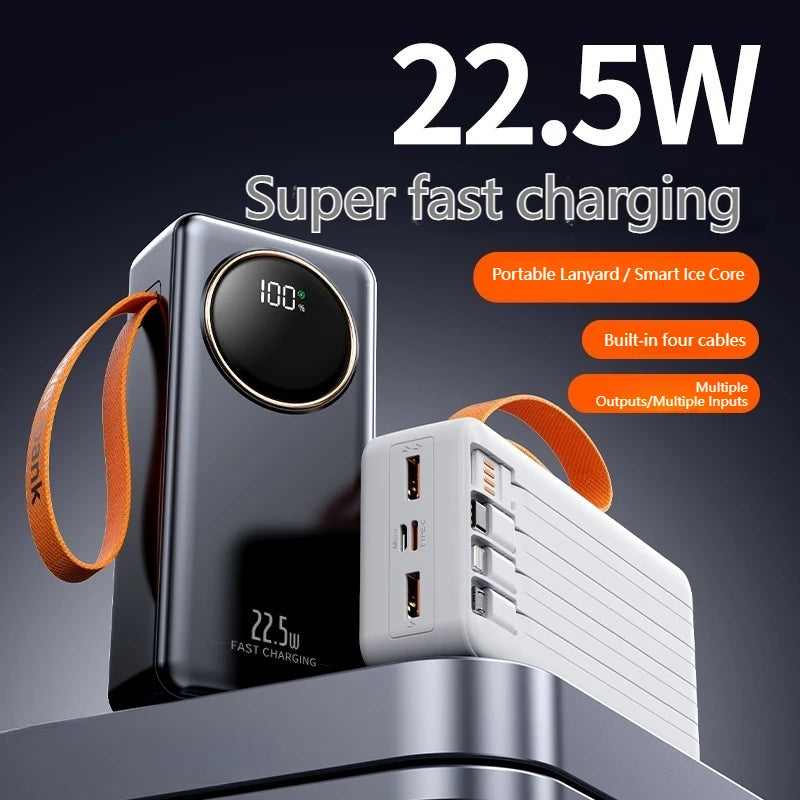 Power Bank Portátil 22.5W 80000mAH Carregador Super Rápido Bateria Externa de Grande Capacidade Suporta Carregamento Simultâneo de 5 Dispositivos