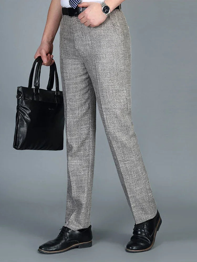 Cintura alta homem ternos calças escritório calças largas para homens trabalho alfaiataria formal qualidade tecido designer roupas finas casuais wear