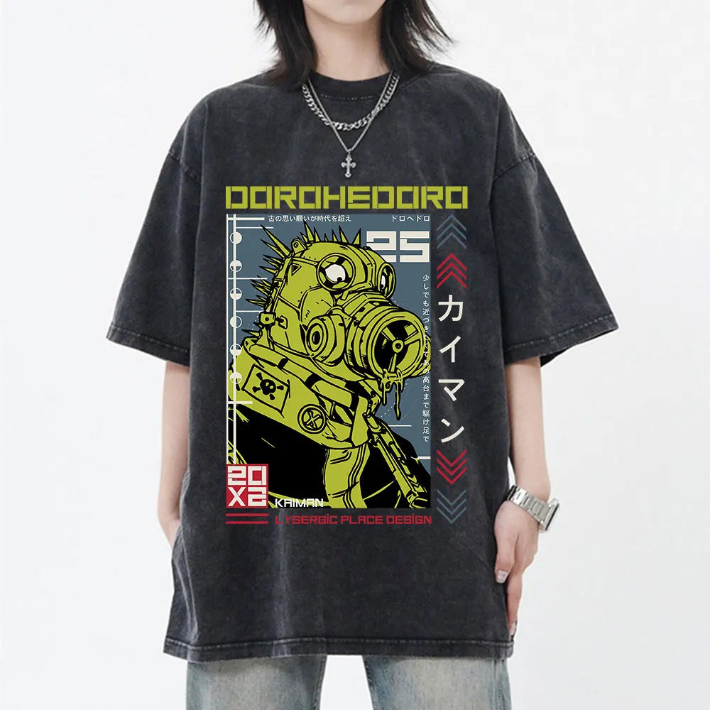 Roupas masculinas camiseta homme gráfico camisetas masculinas camiseta para homem ropa hombre anime japonês dorohedoro kaiman vintage lavado