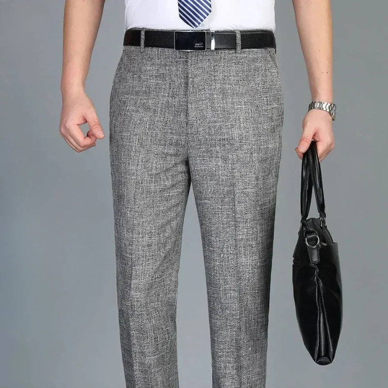 Cintura alta homem ternos calças escritório calças largas para homens trabalho alfaiataria formal qualidade tecido designer roupas finas casuais wear