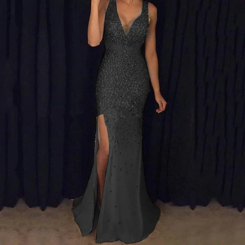 Roupas femininas vestidos longos 2025 novo estilo novo fenda bronzeamento vestido saia longa vestido de noite roupas sexy roupas femininas