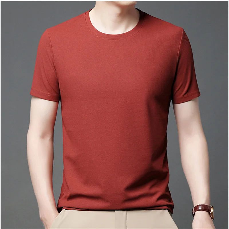 Camiseta Masculina de Moda com Gola Redonda, Camisetas de Manga Curta, Tops Confortáveis e Casuais para Homens