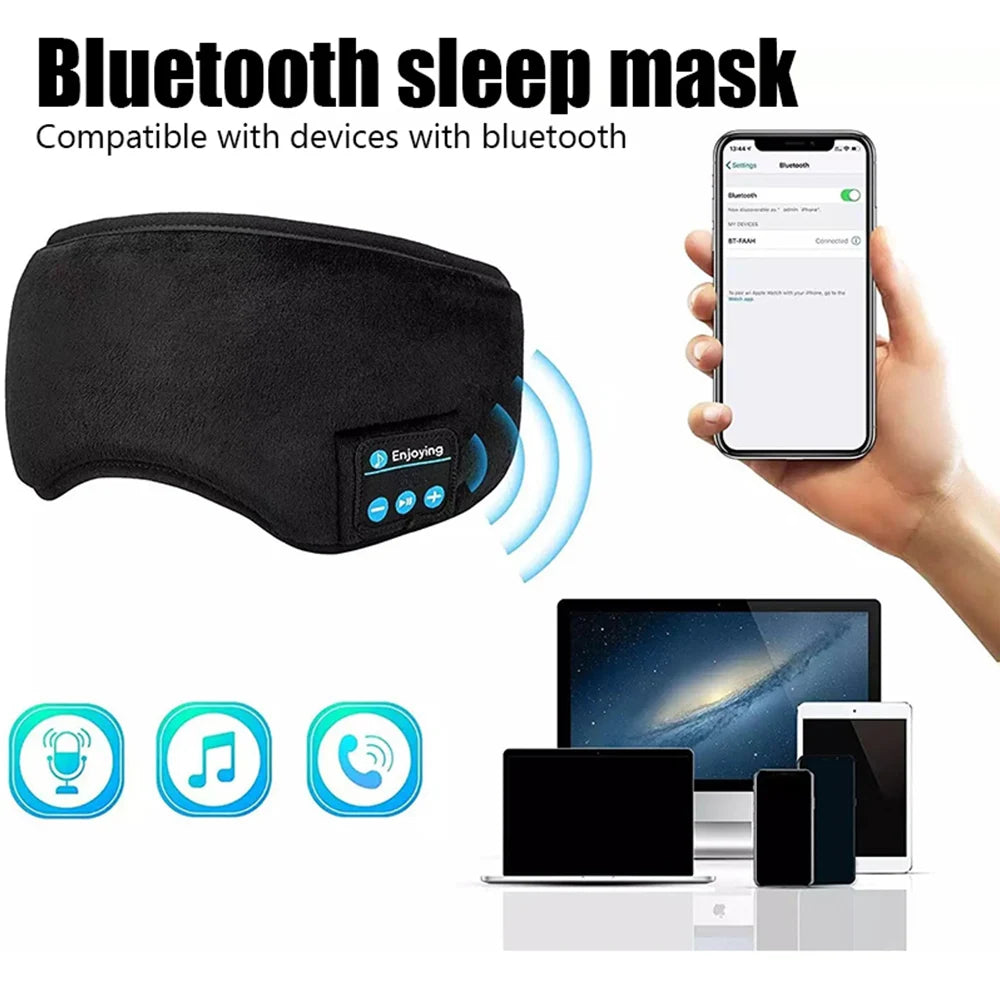 Fones De Ouvido Sem Fio Bluetooth, Esportes Dormir Headband, Fones De Ouvido Elásticos, Música Eye Mask, Headset